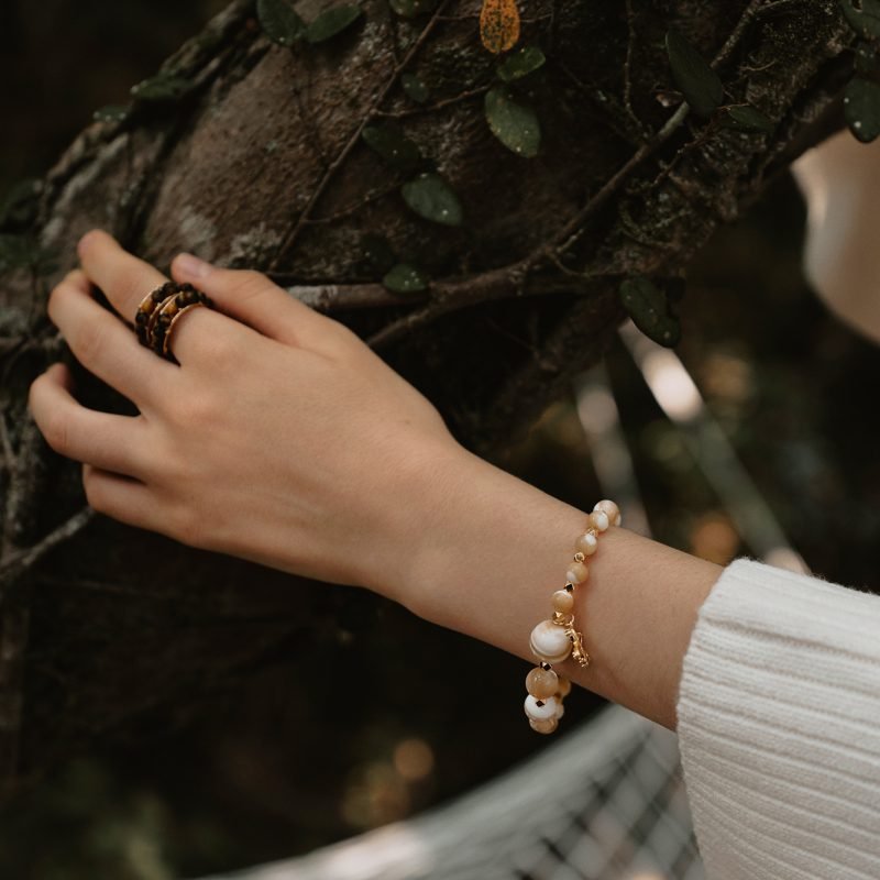 Flow: Trochus Shell Beads Bracelet| Talisman of Grounding and Good Fortune