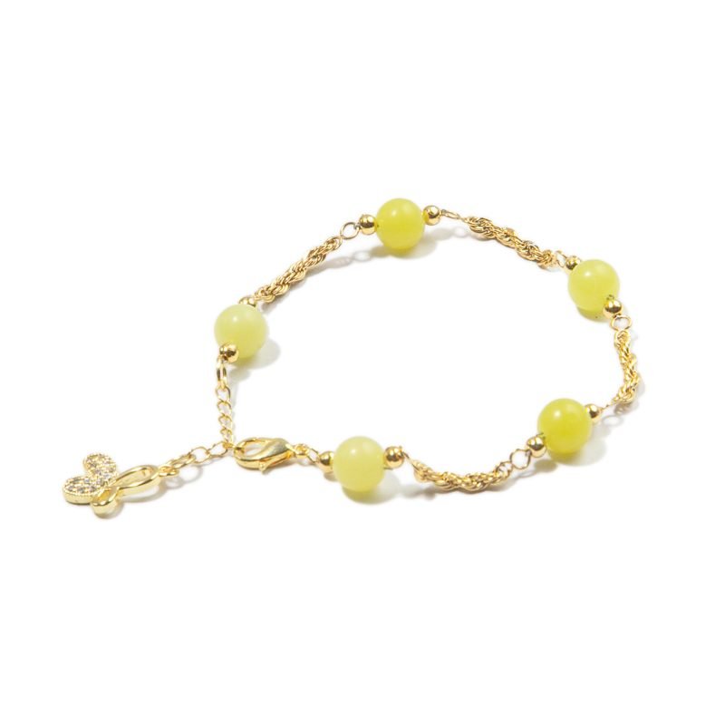 Vine: Lemon Jade & Four-Leaf Clover Charm Bracelet | Talisman of Growth and Renewal