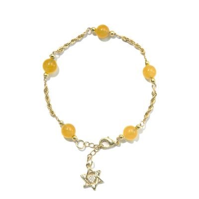 Yellow Jade Bracelet with Hexagram