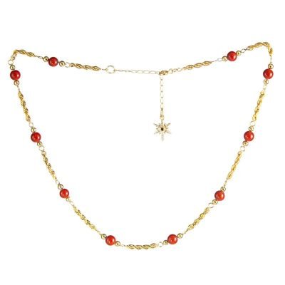 Red Agate Necklace with Sun Charm | Vitality & Warmth