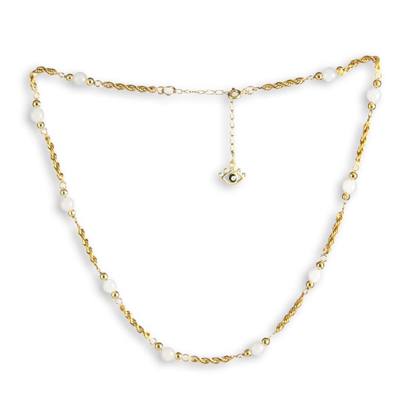 White Jade Necklace with Evil Eye | Purity & Protection White Jade Necklace with Evil Eye | Purity & Protection